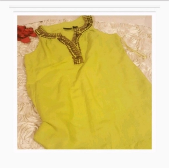 New York & Co Womens Tunic Top Blouse Linen Beaded. - Picture 4 of 9